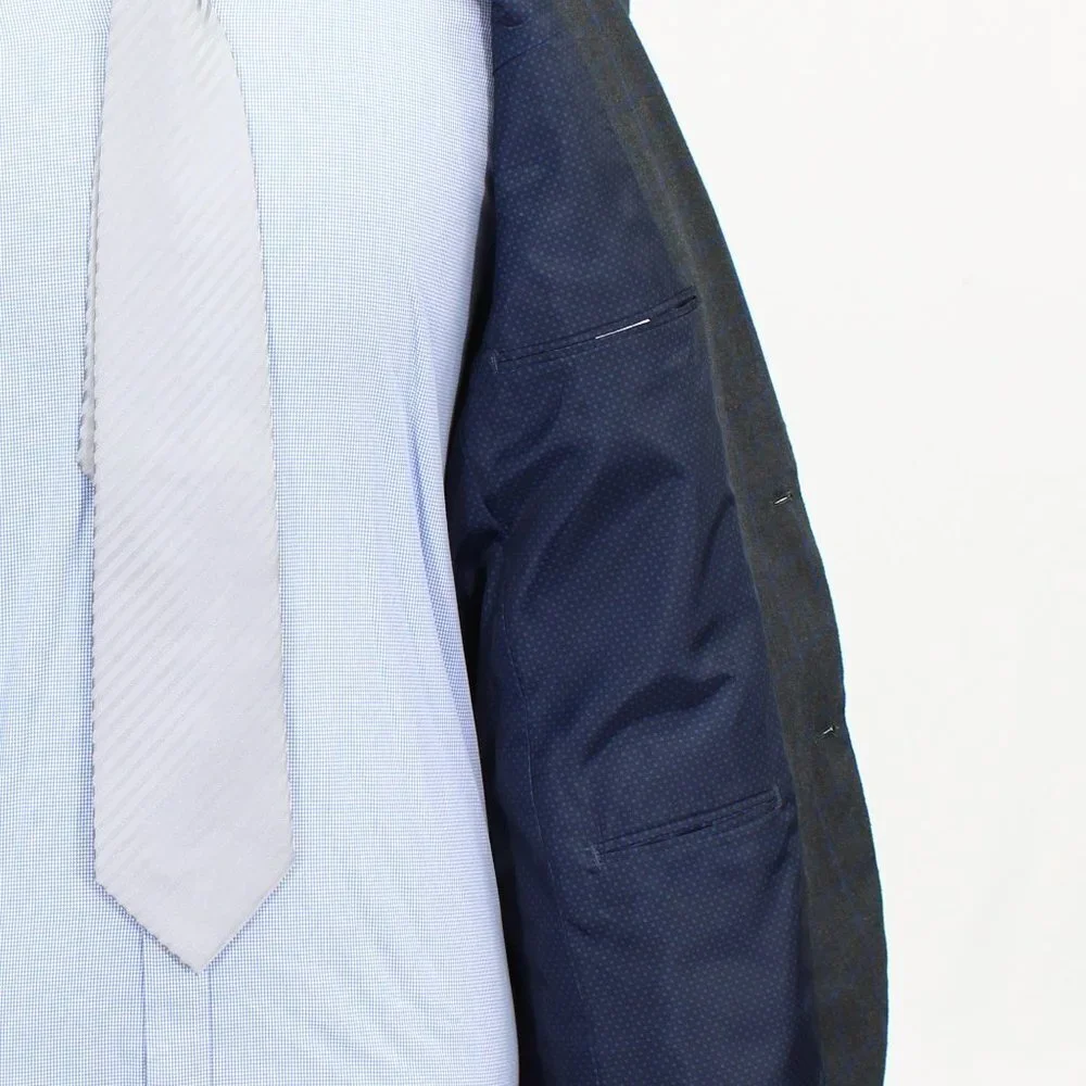 Alan Flusser 42L Gray Check 2-Button Sport Coat Blazer Jacket B490